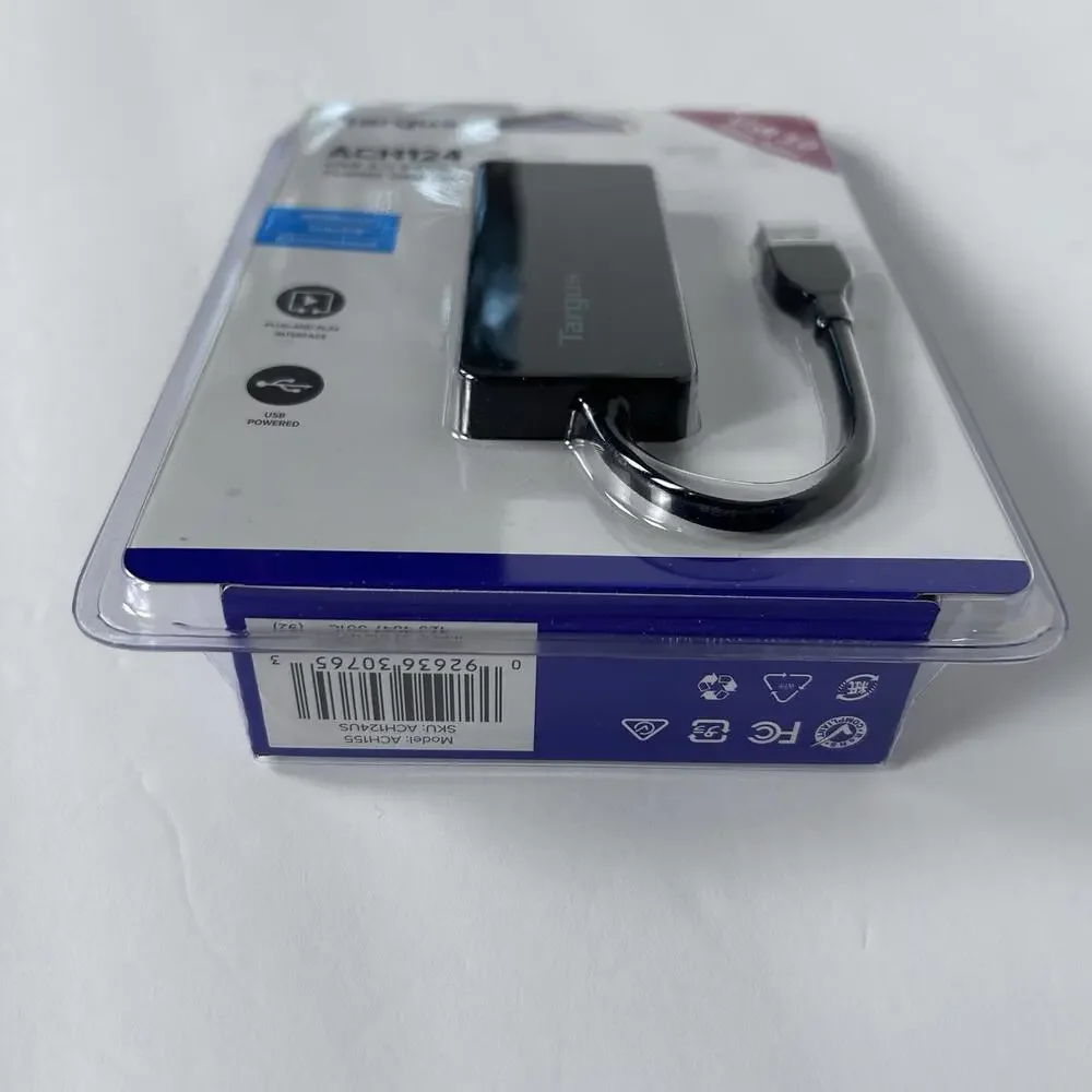 Targus ACH124 USB 3.0 4-Port Hub 5Gbps Speed Windows Mac Compact USB Powered NEW